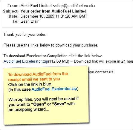 Download link from an email